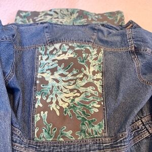 “Aloha” coral reef embellished vintage Bill Blass denim jacket